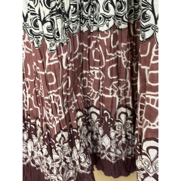 Vintage pleated floral maxiskirt, brown/white, large, peasant, festival, artsy - Picture 4 of 5